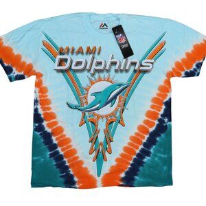Miami Dolphins NFL Team Apparel Liquid Blue V-Dye Crew Neck Men's T-Shirt NWT